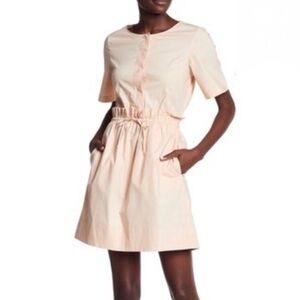Club Monaco Senella Beige Cotton Cut-Out Tie Waist Mini Dress Size 0